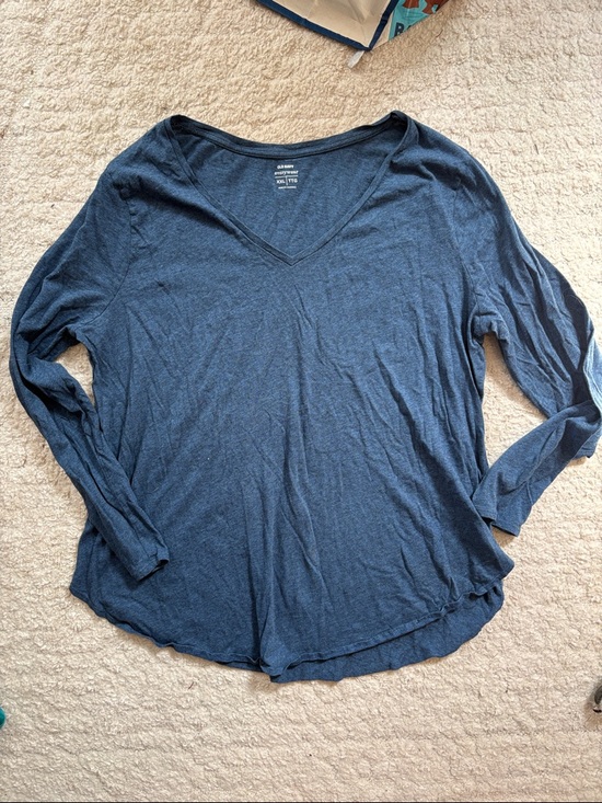 Old Navy Tops - Old Navy Women's Long-Sleeve V-Neck Top - Navy Blue